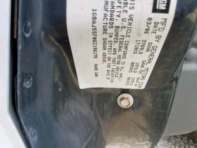 1G8AJ55F06Z196175 - 2006 SATURN ION LEVEL WHITE photo 10