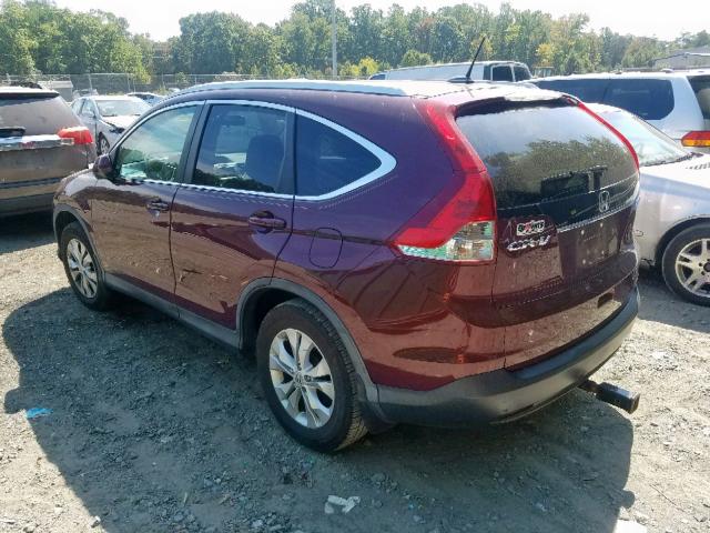 5J6RM4H71DL032913 - 2013 HONDA CR-V EXL MAROON photo 3