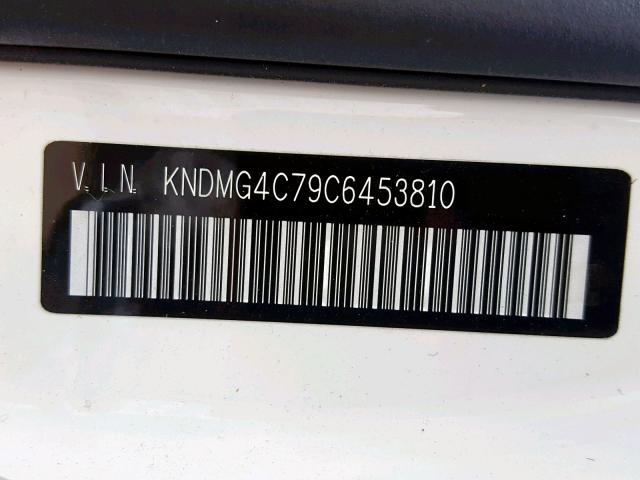 KNDMG4C79C6453810 - 2012 KIA SEDONA LX WHITE photo 10