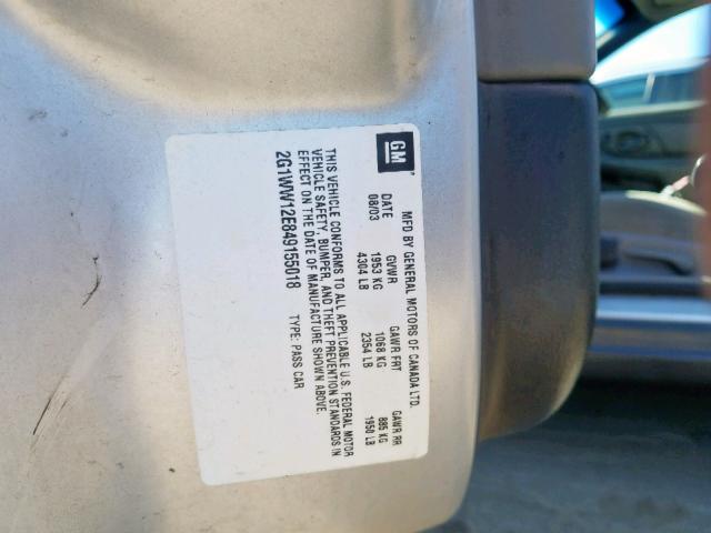 2G1WW12E849155018 - 2004 CHEVROLET MONTE CARL ლურჯი ფოტო 10