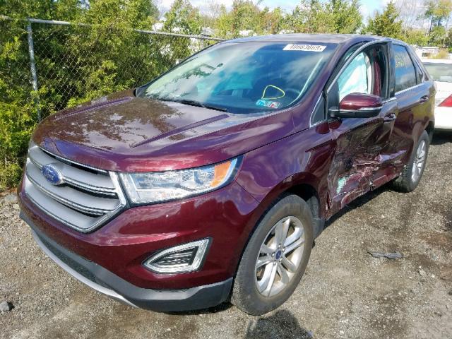 2FMPK4J82HBB25060 - 2017 FORD EDGE SEL BURGUNDY photo 2