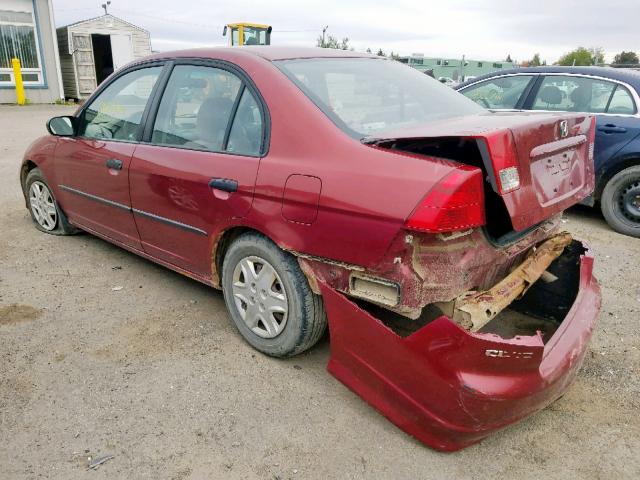 2HGES16355H029666 - 2005 HONDA CIVIC DX V RED photo 3