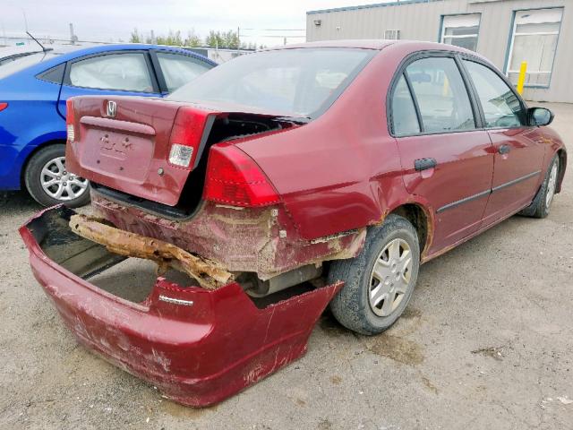 2HGES16355H029666 - 2005 HONDA CIVIC DX V RED photo 4