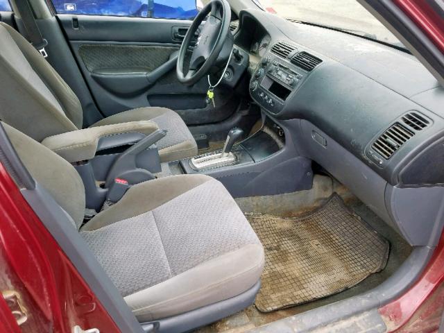 2HGES16355H029666 - 2005 HONDA CIVIC DX V RED photo 5