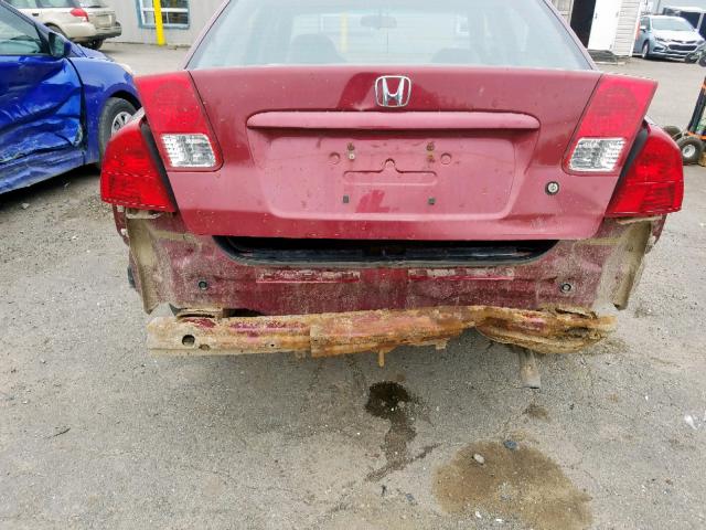 2HGES16355H029666 - 2005 HONDA CIVIC DX V RED photo 9