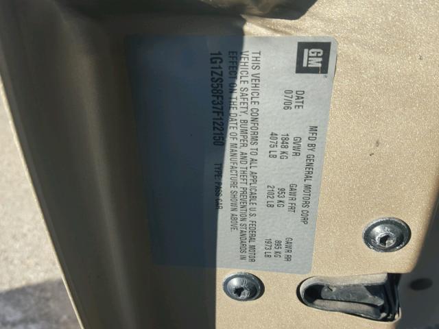 1G1ZS58F37F122150 - 2007 CHEVROLET MALIBU LS 棕色 照片 10