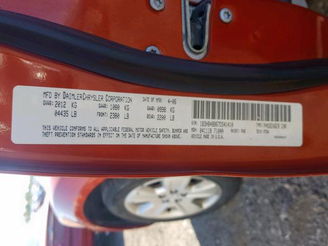 1B3HB48B67D541410 - 2007 DODGE CALIBER SX ORANGE photo 10