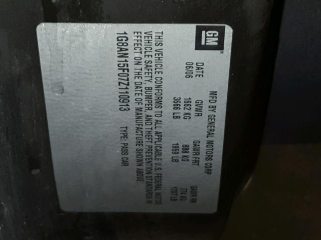 1G8AN15F07Z110913 - 2007 SATURN ION LEVEL WHITE photo 10