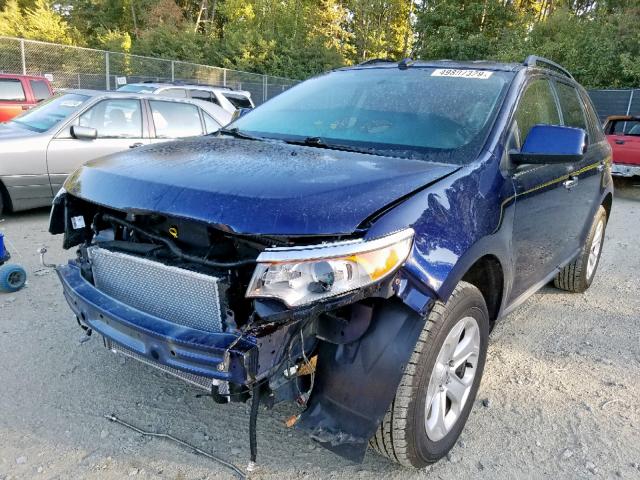 2FMDK3JC2BBA55729 - 2011 FORD EDGE SEL BLUE photo 2