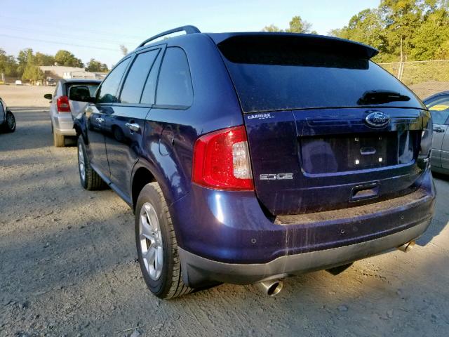 2FMDK3JC2BBA55729 - 2011 FORD EDGE SEL BLUE photo 3