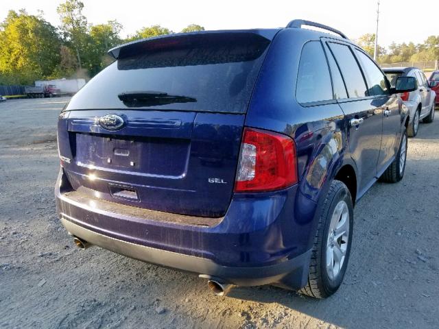 2FMDK3JC2BBA55729 - 2011 FORD EDGE SEL BLUE photo 4