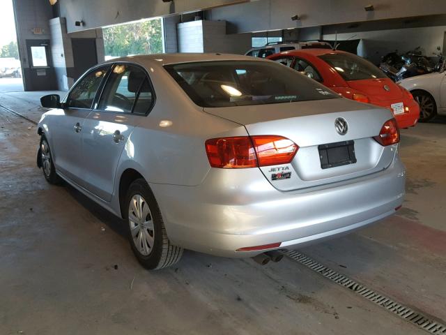 3VW2K7AJ7EM356630 - 2014 VOLKSWAGEN JETTA BASE SILVER photo 3