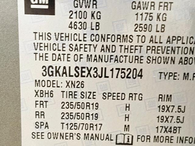 3GKALSEX3JL175204 - 2018 GMC TERRAIN DE CHARCOAL photo 10