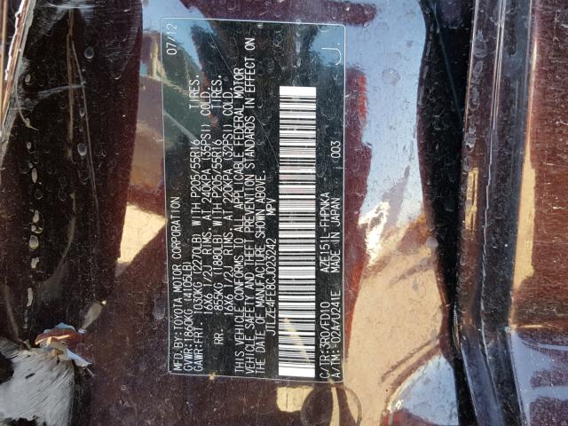 JTLZE4FE8CJ023242 - 2012 TOYOTA SCION XB Bənövşəyi foto 10