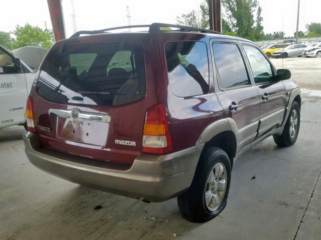 4F2CZ04144KM05066 - 2004 MAZDA TRIBUTE LX BURGUNDY photo 4