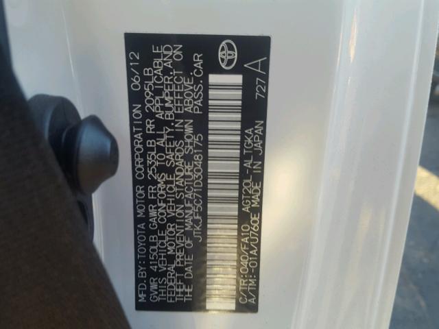 JTKJF5C71D3048175 - 2013 TOYOTA SCION TC Ağ foto 10