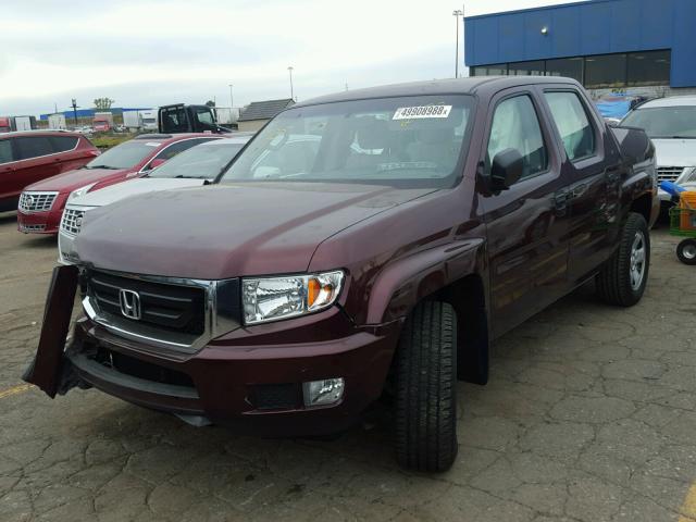 5FPYK16219B102473 - 2009 HONDA RIDGELINE BURGUNDY photo 2