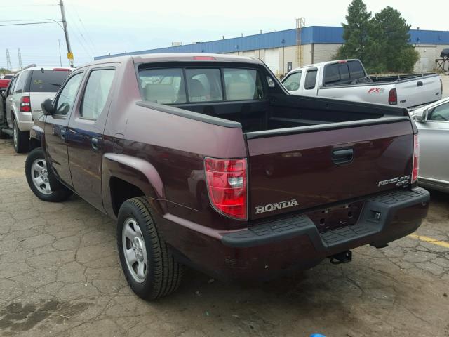 5FPYK16219B102473 - 2009 HONDA RIDGELINE BURGUNDY photo 3