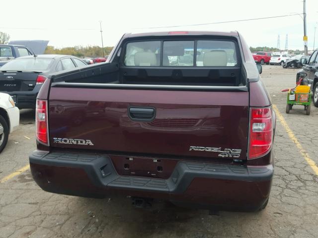 5FPYK16219B102473 - 2009 HONDA RIDGELINE BURGUNDY photo 6