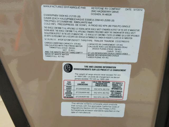 4YDF32729F2501077 - 2015 KEY TRAILER BEIGE photo 10