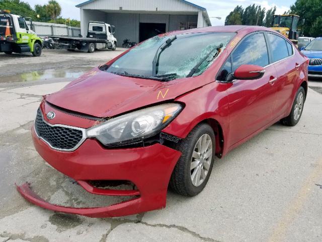 KNAFX4A87E5089929 - 2014 KIA FORTE EX RED photo 2