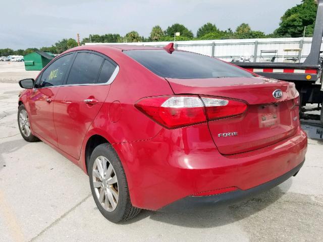 KNAFX4A87E5089929 - 2014 KIA FORTE EX RED photo 3