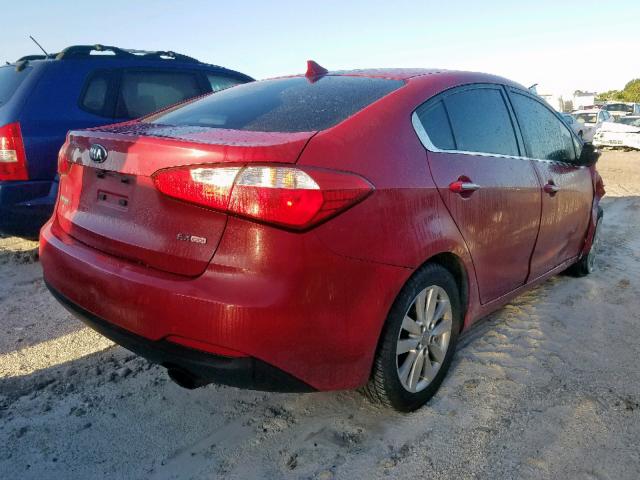 KNAFX4A87E5089929 - 2014 KIA FORTE EX RED photo 4