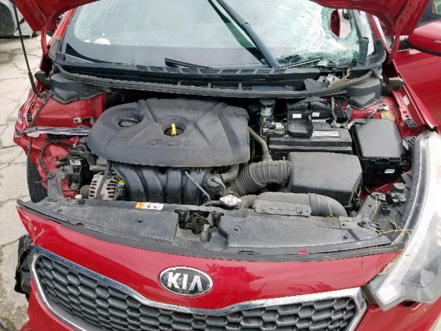 KNAFX4A87E5089929 - 2014 KIA FORTE EX RED photo 7