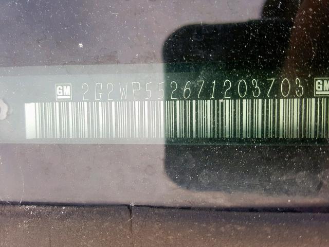 2G2WP552671203703 - 2007 PONTIAC GRAND PRIX GRAY photo 10