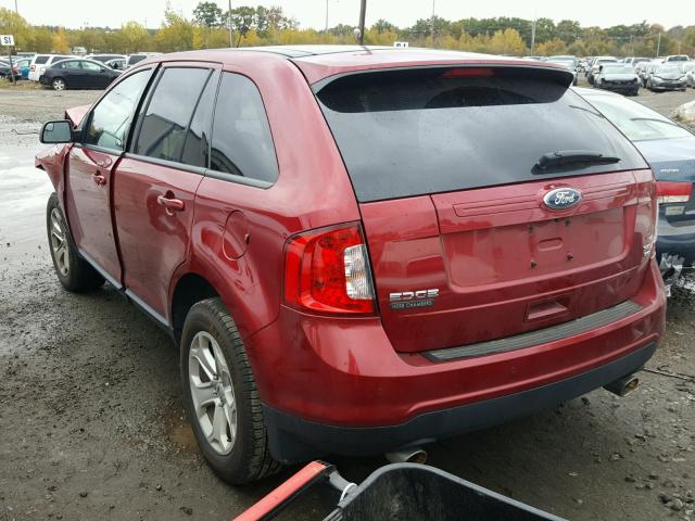 2FMDK4JC4EBB58659 - 2014 FORD EDGE SEL RED photo 3