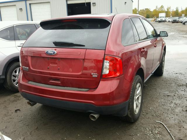 2FMDK4JC4EBB58659 - 2014 FORD EDGE SEL RED photo 4