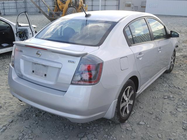 3N1AB6AP3CL639674 - 2012 NISSAN SENTRA 2.0 SILVER photo 4