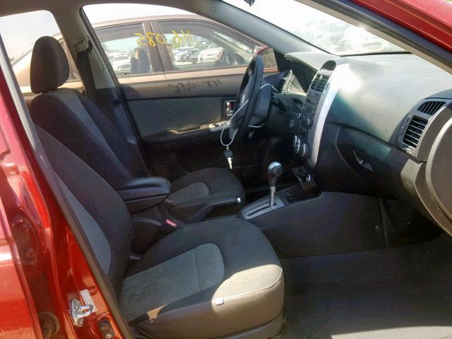 KNAFE221995023920 - 2009 KIA SPECTRA EX RED photo 5