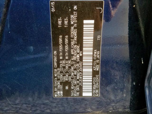 JTLZE4FE2FJ069492 - 2015 TOYOTA SCION XB ლურჯი ფოტო 10