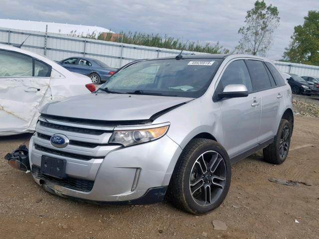 2FMDK4JC9DBA94343 - 2013 FORD EDGE SEL SILVER photo 2