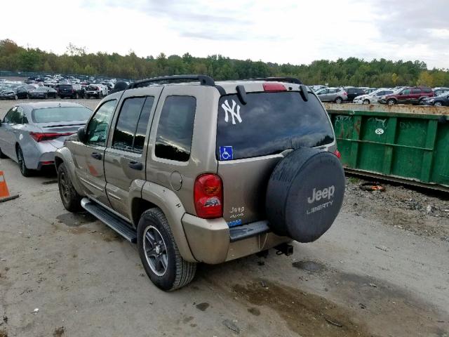 1J4GL38K72W366612 - 2002 JEEP LIBERTY RE TAN photo 3