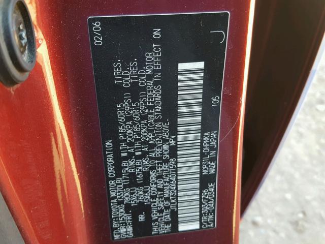 JTLKT324X64071598 - 2006 TOYOTA SCION XB წითელი ფოტო 10