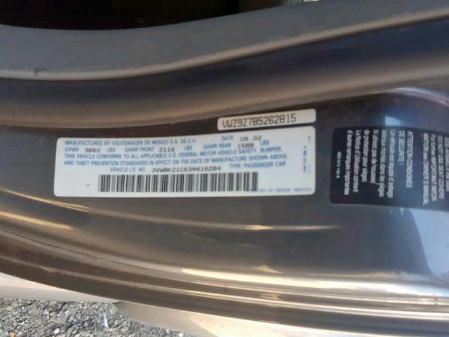 3VWBK21C63M416284 - 2003 VOLKSWAGEN NEW BEETLE ნაცრისფერი ფოტო 10