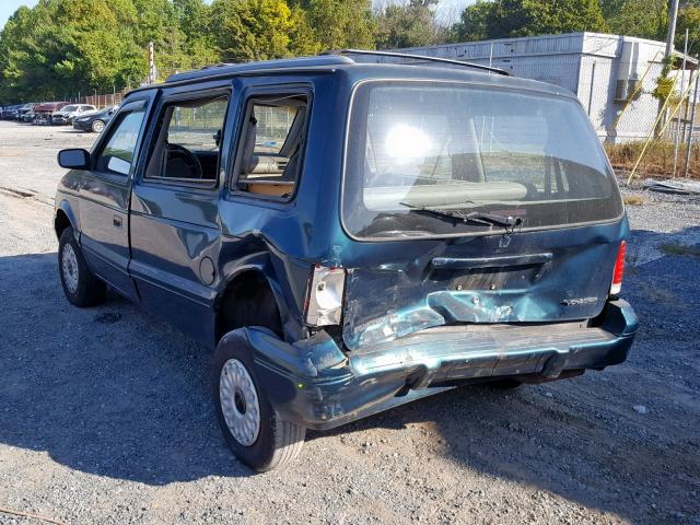 2P4GH2535SR234628 - 1995 PLYMOUTH VOYAGER TEAL photo 3