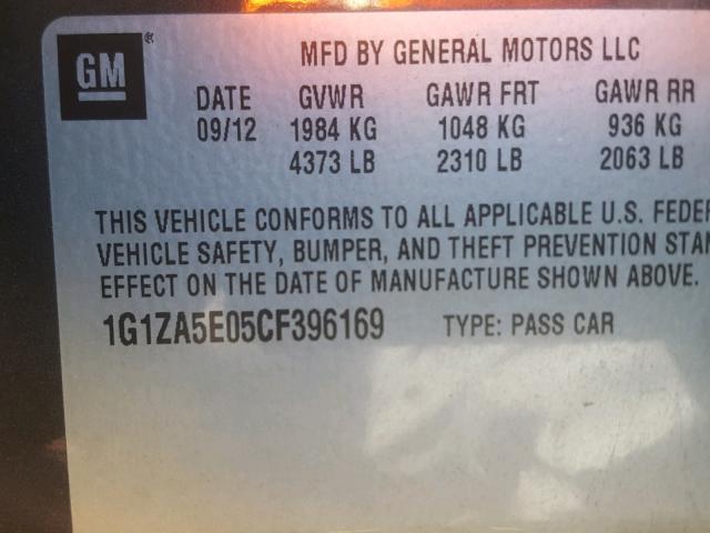 1G1ZA5E05CF396169 - 2012 CHEVROLET MALIBU LS 灰色 照片 10