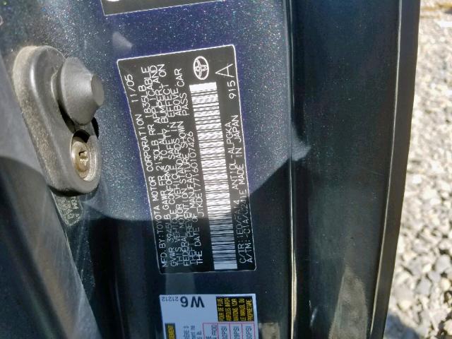 JTKDE177160107426 - 2006 TOYOTA SCION TC ლურჯი ფოტო 10