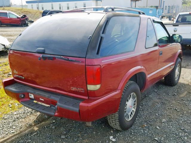 1GKCT18W2YK292578 - 2000 GMC JIMMY RED photo 4