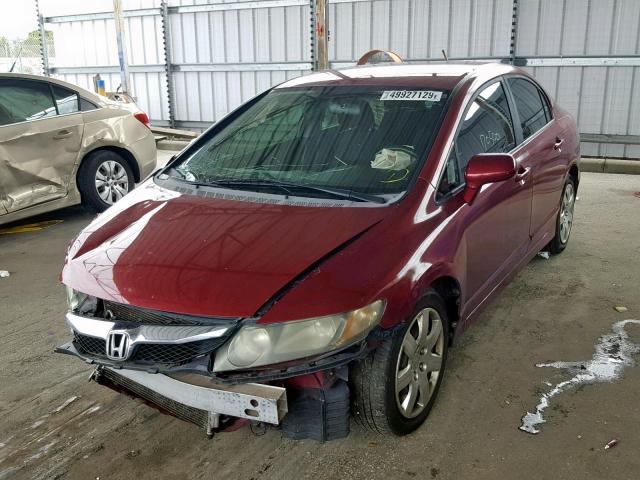 2HGFA16609H339120 - 2009 HONDA CIVIC LX-S ბურგუნდია ფოტო 2