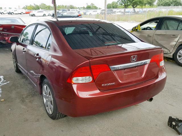 2HGFA16609H339120 - 2009 HONDA CIVIC LX-S ბურგუნდია ფოტო 3