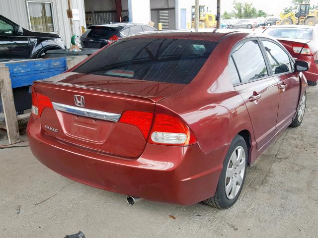 2HGFA16609H339120 - 2009 HONDA CIVIC LX-S ბურგუნდია ფოტო 4