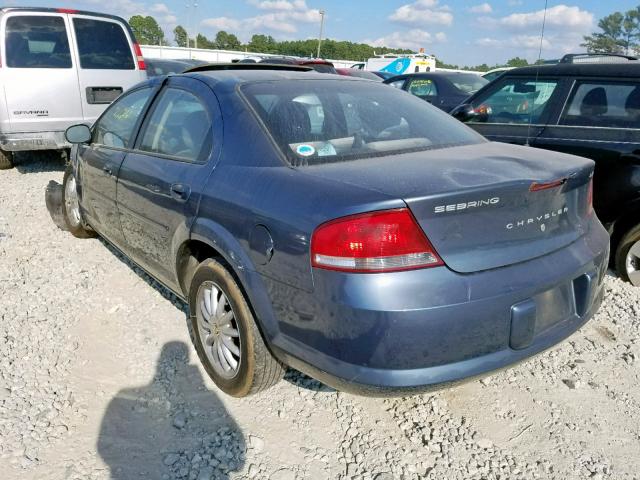 1C3EL46R42N347187 - 2002 CHRYSLER SEBRING LX BLUE photo 3