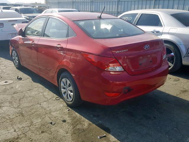 KMHCT4AE2GU055733 - 2016 HYUNDAI ACCENT SE RED photo 3