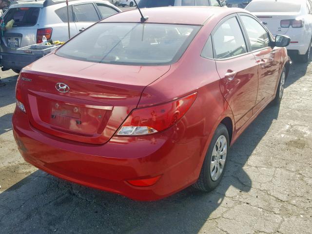 KMHCT4AE2GU055733 - 2016 HYUNDAI ACCENT SE RED photo 4