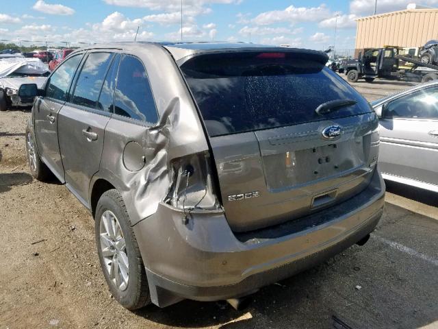 2FMDK3J9XDBB35965 - 2013 FORD EDGE SEL GRAY photo 3