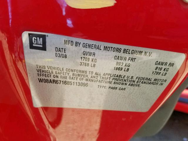 W08AR671685113096 - 2008 SATURN ASTRA XE RED photo 10